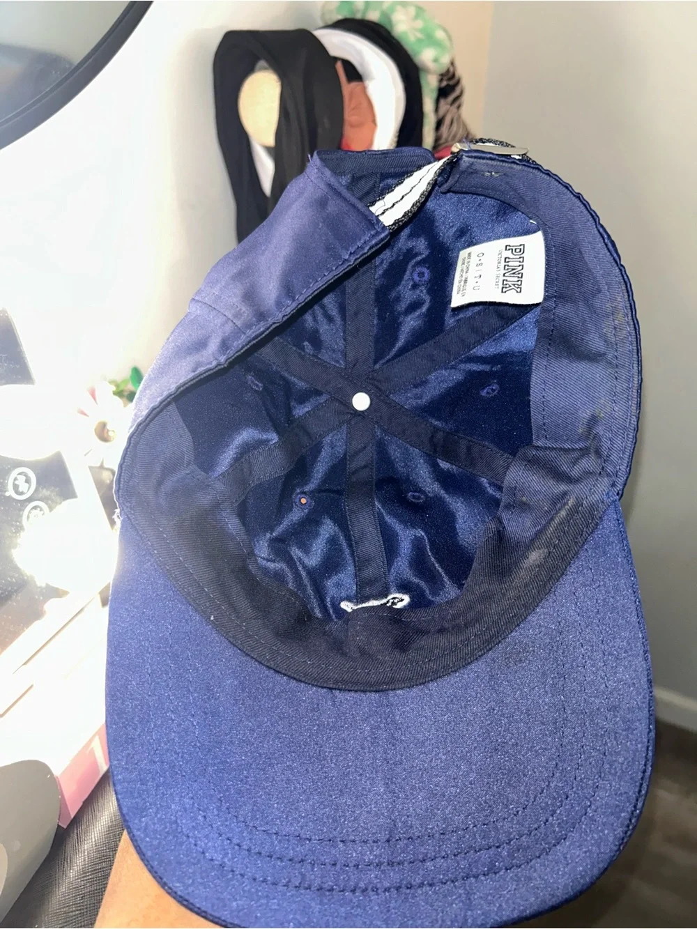 PINK Victoria's Secret Navy BLUE Dog Logo Cap